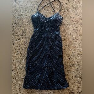 Fashion Nova Strapless Black Sequin Dress